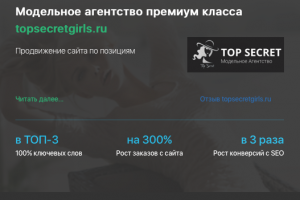 Кейс продвижения модельного агентства TOPSECRETGIRLS.RU