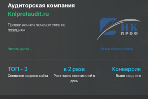 Кейс продвижения аудиторской компании KNLPROFAUDIT.RU