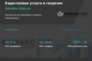Кейс продвижения сайта услуг ALMAKS-GEO.RU