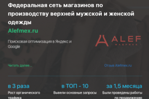 Кейс продвижения интернет-магазина верхне одежды ALEFMEX.RU