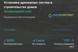 Кейс продвижения сайта услуг AKVAKOMPLEKT.COM