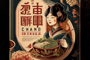 реклама кафе китайской кухни в стиле китайских рисунков вариант3