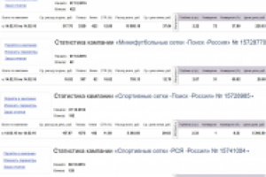 Спортивные сетки - CTR 13-16% / Конверсия 8-38%