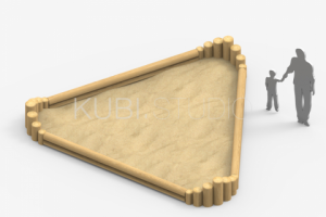 Треугольная песочница из бревен