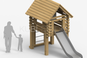 Домик на платформе с горкой