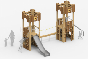 Детская крепость с переходом бревно