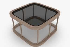 Wooden table with glass top