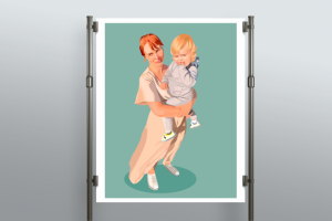 Рисунок по фото женщины с ребенком