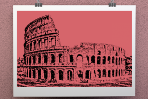 Рисунок карандашом из фото "Колизей"