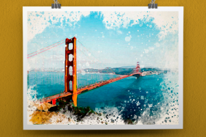 Акварельный рисунок из фото "Мост"