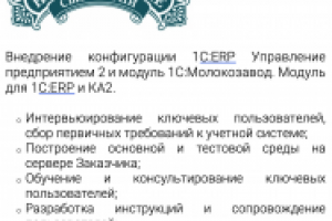 Внедрение конфигурации 1С:ERP Управление предприятием 2