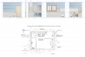 Развертки стен с раскладкой плитки в ванной