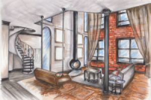 Скетч интерьера: гостиная_2