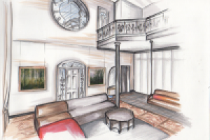Скетч интерьера: гостиная