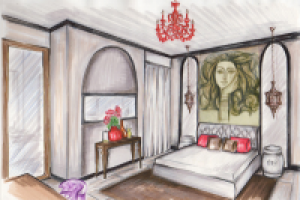 Скетч интерьера: спальня