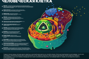 Школьный учебный плакат "Строение клетки"