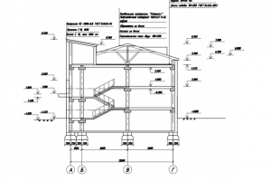 Чертеж двухэтажного дома в разрезе