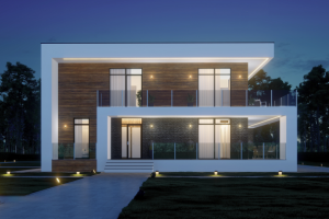 Ночная визуализация хай-тек дома