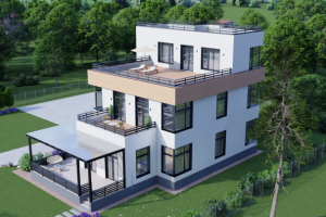 Визуализация трёхэтажного дома