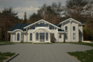 Визуализация дома из белого бруса