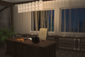 Визуализация рабочего кабинета с подсветкой. "Все включено"