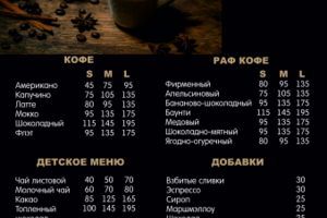 Разработка одностраничного меню для кофейни