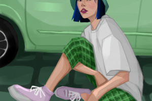 Девушка в панамке