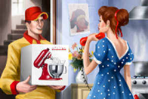 Иллюстрация в стиле PinUp. Для интернет магазина бытовой техники