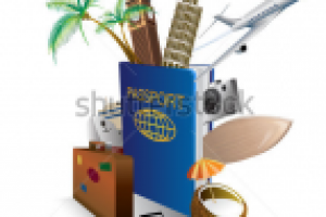 International passport and elements of travel and attractions.