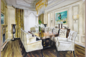 Акварельный эскиз помещения