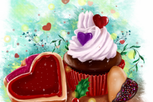 Иллюстрация "Кекс с сердечками"