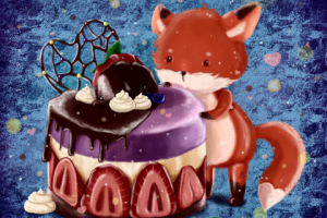 Иллюстрация "Лисенок с пироженым"