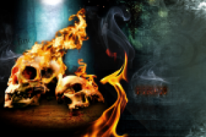 Обои на рабочий стол. Горящие черепа