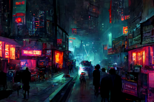 Ночной город будущего.