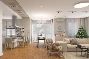 кухня-гостиная в таунхаусе