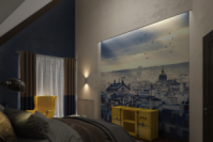 вариант спальни на мансарде в пентхаусе