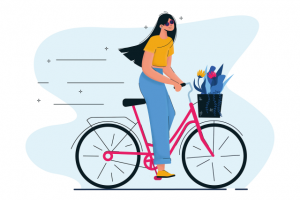 Иллюстрация для сайта - девушка на велосипеде
