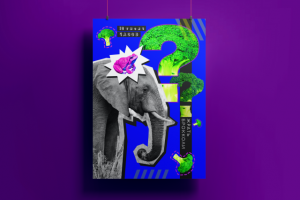 Антидизайн плаката "Лягушка, слон и брокколи"