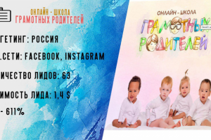 Таргетированная реклама для онлайн школа грамотных родителей