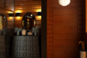 Прихожая в деревянном доме. 3D визуализация, дизайн.