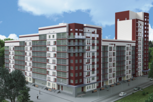 Визуализация многоэтажного жилого комплекса.