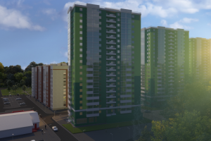 Визуализация многоэтажного жилого комплекса.