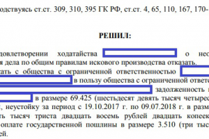 Решение Арбитражного суда в пользу Истца по подготовленному иску