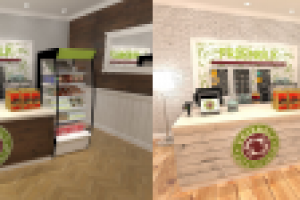 Кафетерий в фирменном стиле.