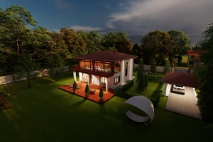 Жилой дом с открытой террасой и зимним садом