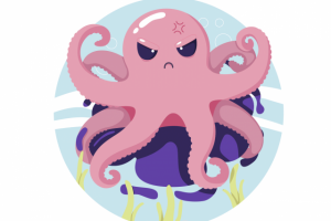 Векторная иллюстрация персонаж осьминог