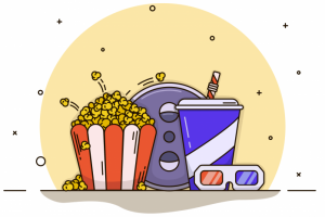 Флэт-иллюстрация на тему кино