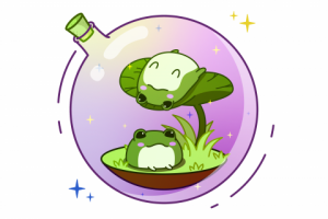 Милые лягушки в бутылке