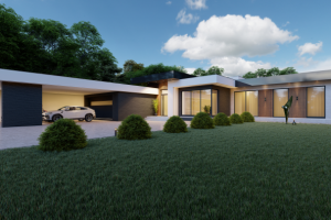 Одноэтажный коттедж в современном стиле