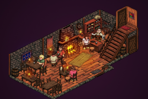 Таверна внутри. ночь